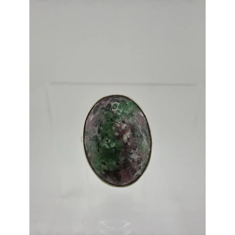 Sterling Silver Ruby Zoisite Anyolite Bezel Ring Size 7